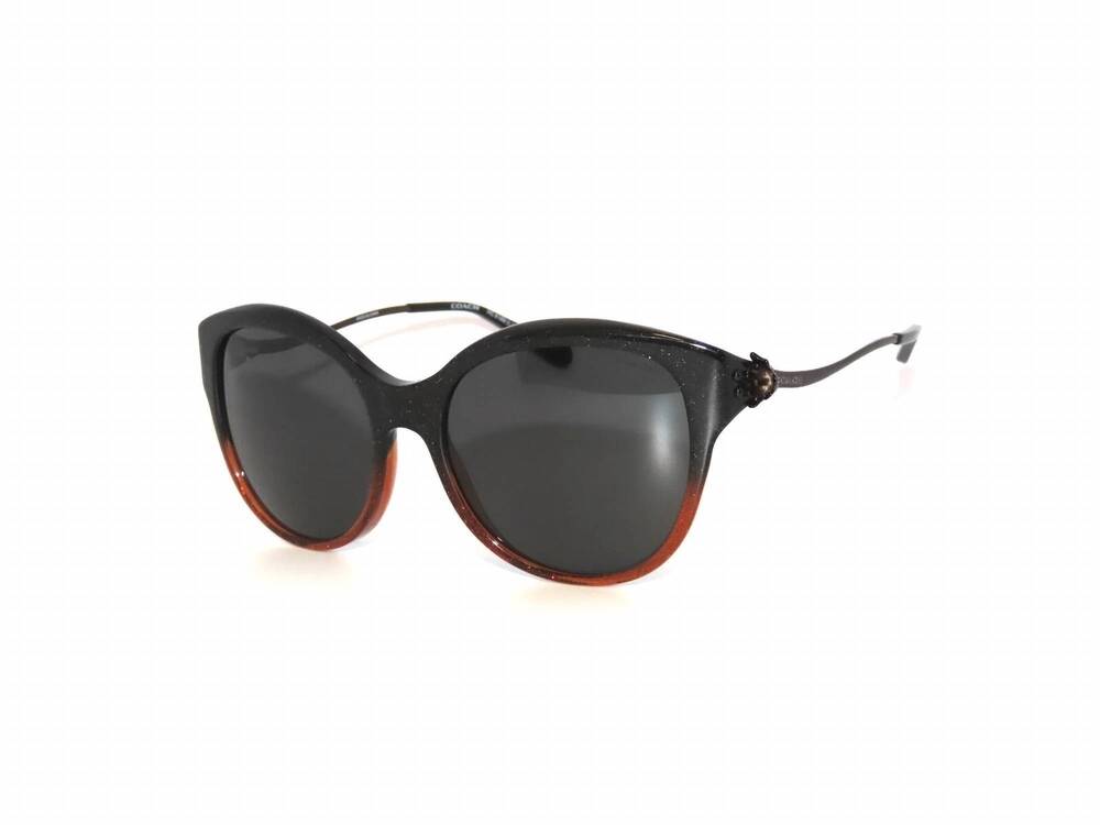 NEW COACH women's cat-eye sunglasses in black amber glitter gradient